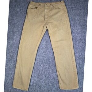 Levi's 501 Jeans Mens 38x32 Tan Vintage 90s Made in USA Straight Leg Khaki